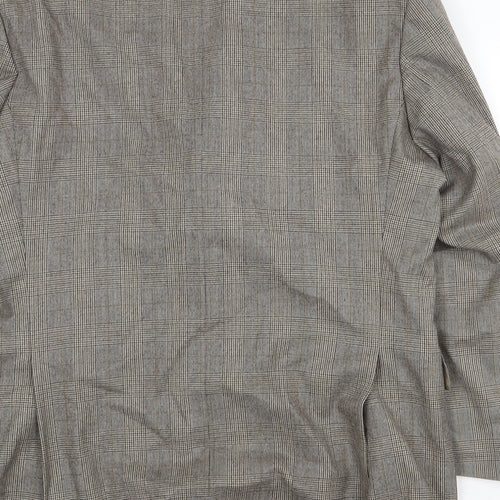 Preworn Mens Grey Plaid Wool Jacket Suit Jacket Size 44 Regular