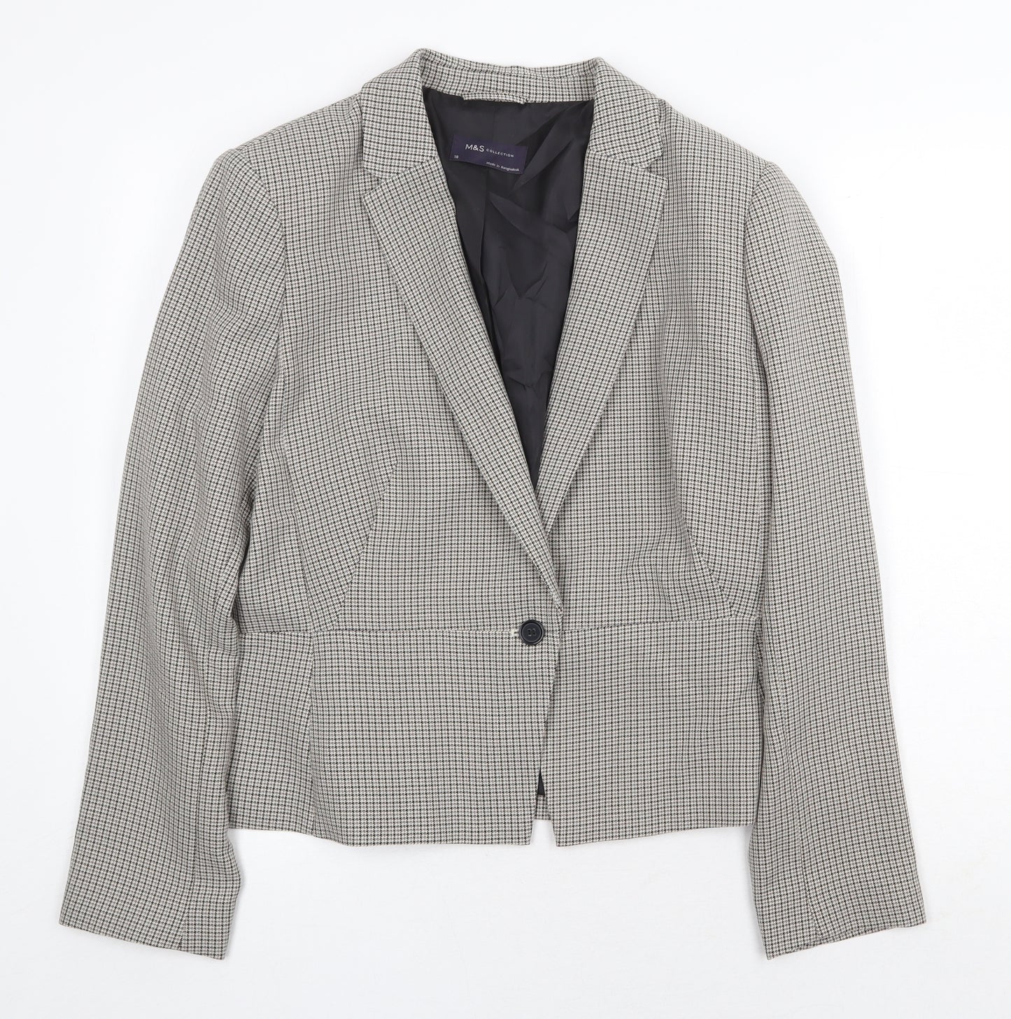 Marks and Spencer Womens Beige Geometric Jacket Blazer Size 18 Button