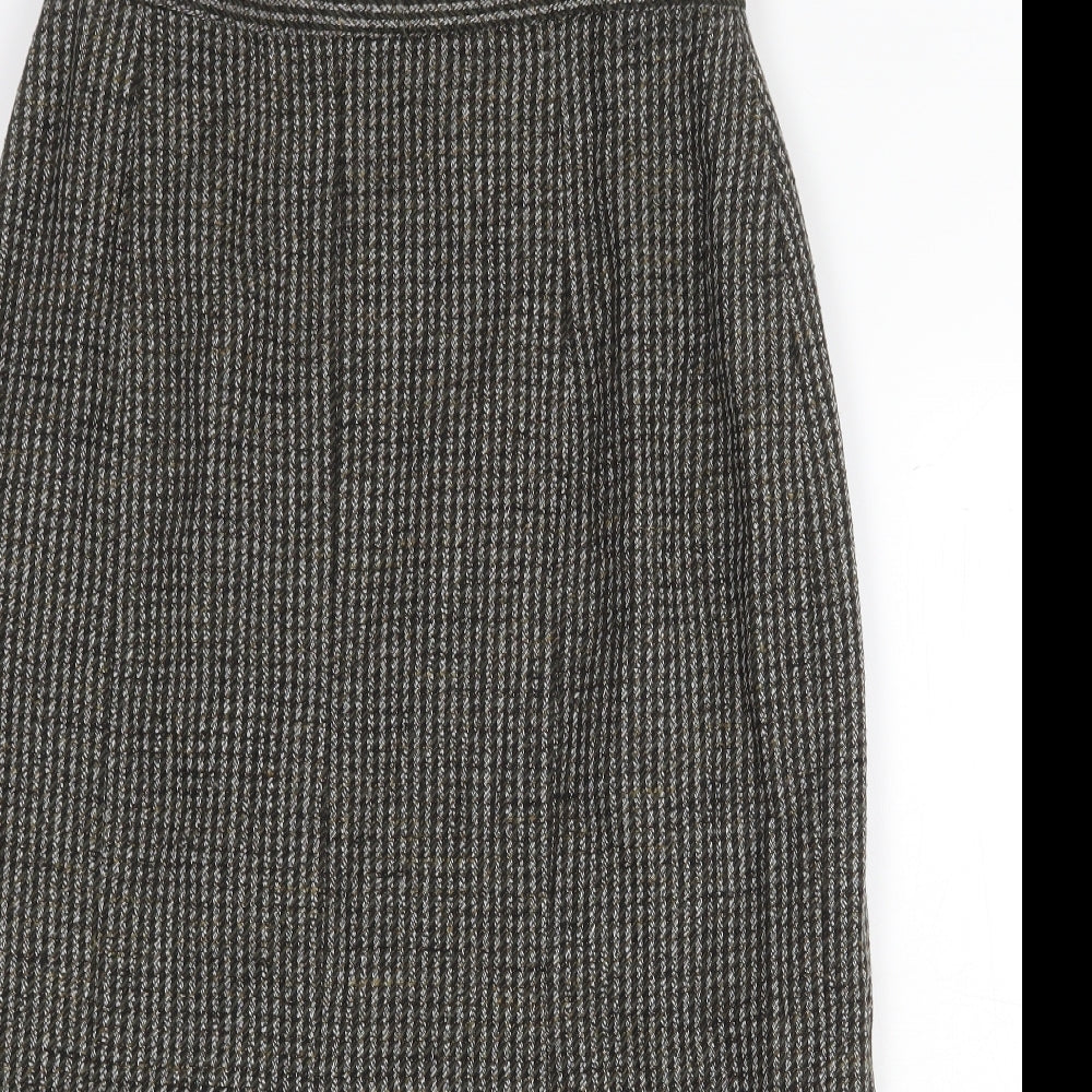 Solo Womens Brown Plaid Acrylic Pleated Skirt Size 16 Zip