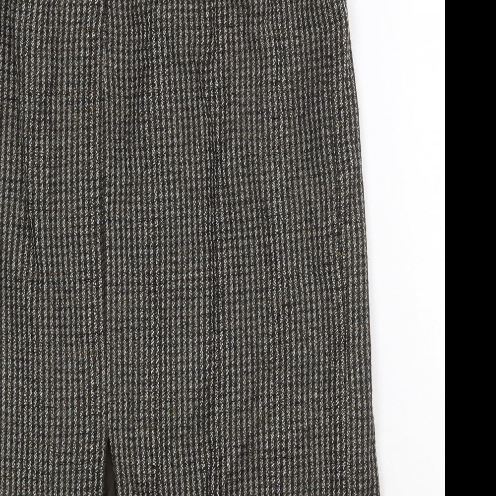 Solo Womens Brown Plaid Acrylic Pleated Skirt Size 16 Zip