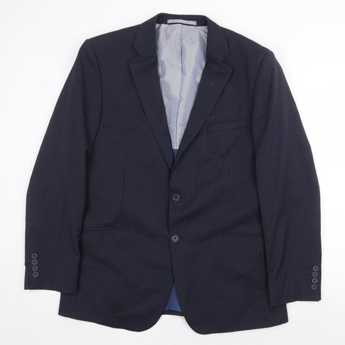 Marks and Spencer Mens Blue Striped Wool Jacket Suit Jacket Size 42 Regular