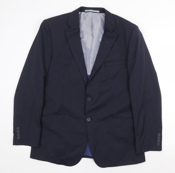 Marks and Spencer Mens Blue Striped Wool Jacket Suit Jacket Size 42 Regular