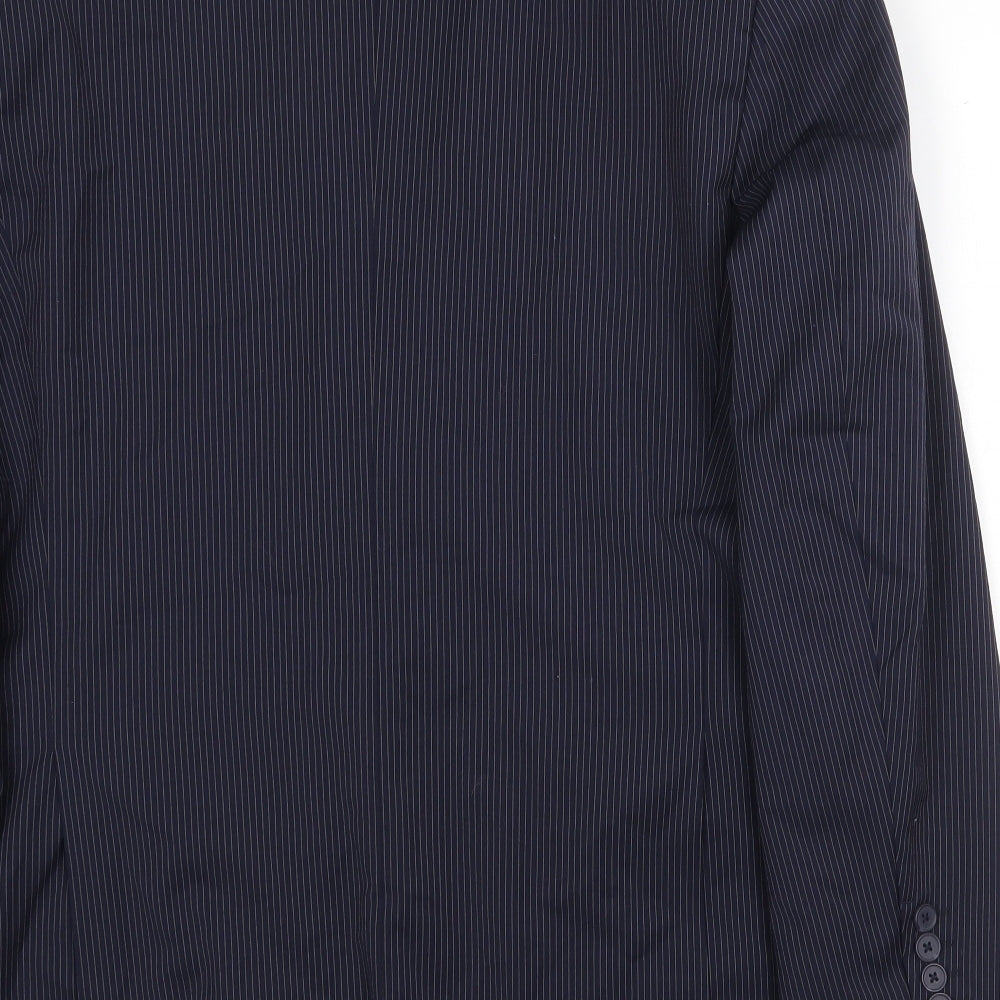 Marks and Spencer Mens Blue Striped Wool Jacket Suit Jacket Size 42 Regular