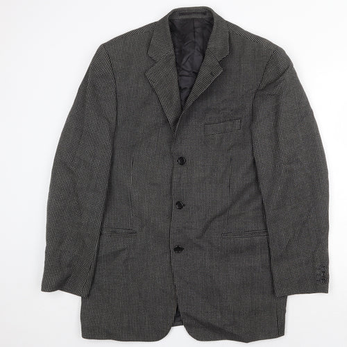 Preworn Mens Grey Geometric Wool Jacket Blazer Size 40 Regular