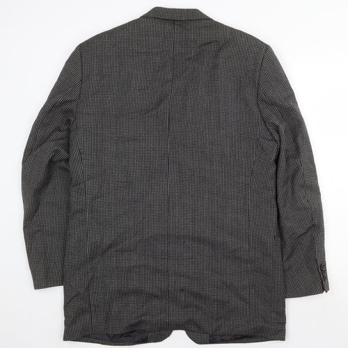 Preworn Mens Grey Geometric Wool Jacket Blazer Size 40 Regular