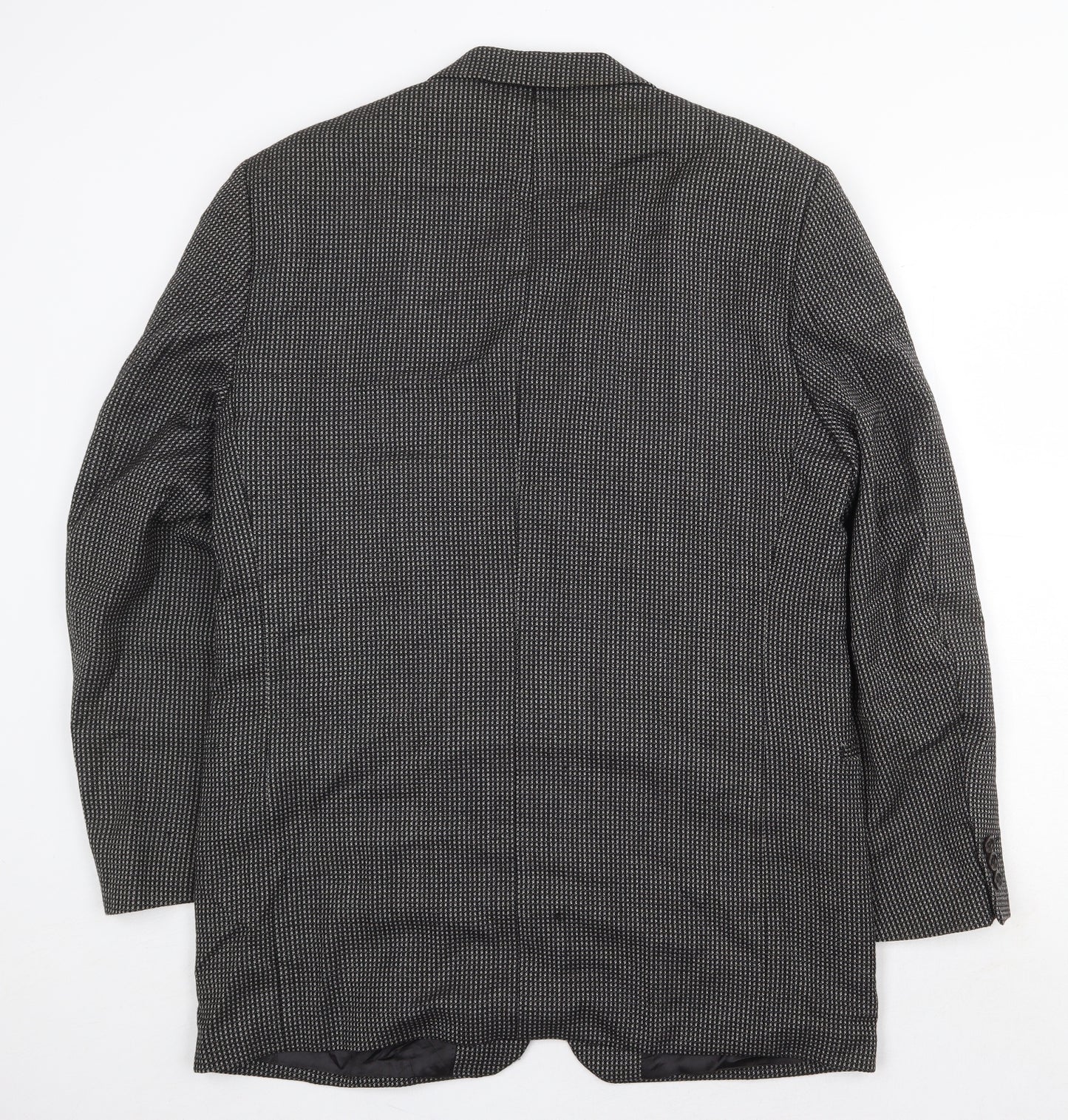 Preworn Mens Grey Geometric Wool Jacket Blazer Size 40 Regular