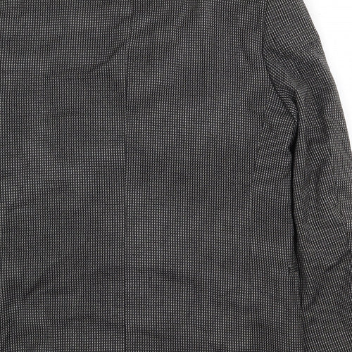 Preworn Mens Grey Geometric Wool Jacket Blazer Size 40 Regular