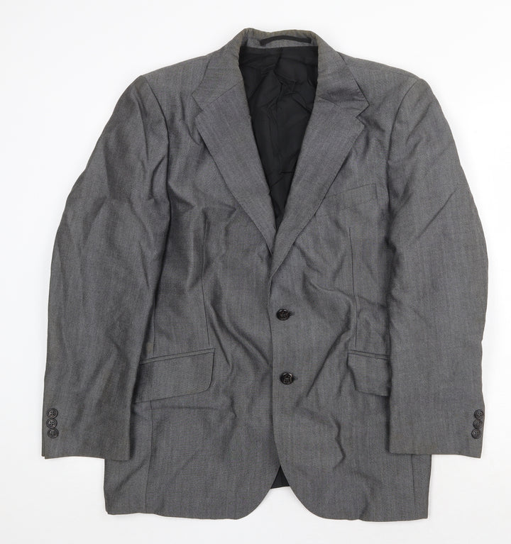 Trevira Mens Grey Wool Jacket Suit Jacket Size 36 Regular