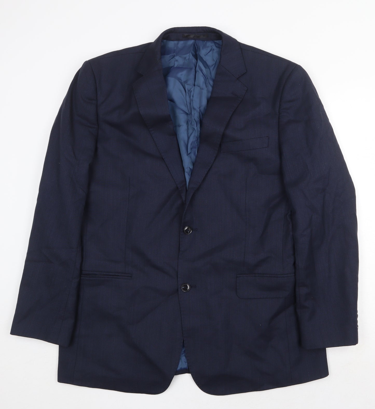 TM Lewin Mens Blue Wool Jacket Suit Jacket Size 44 Regular