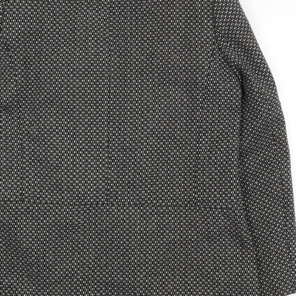 BHS Womens Black Geometric Pea Coat Coat Size 10 Button