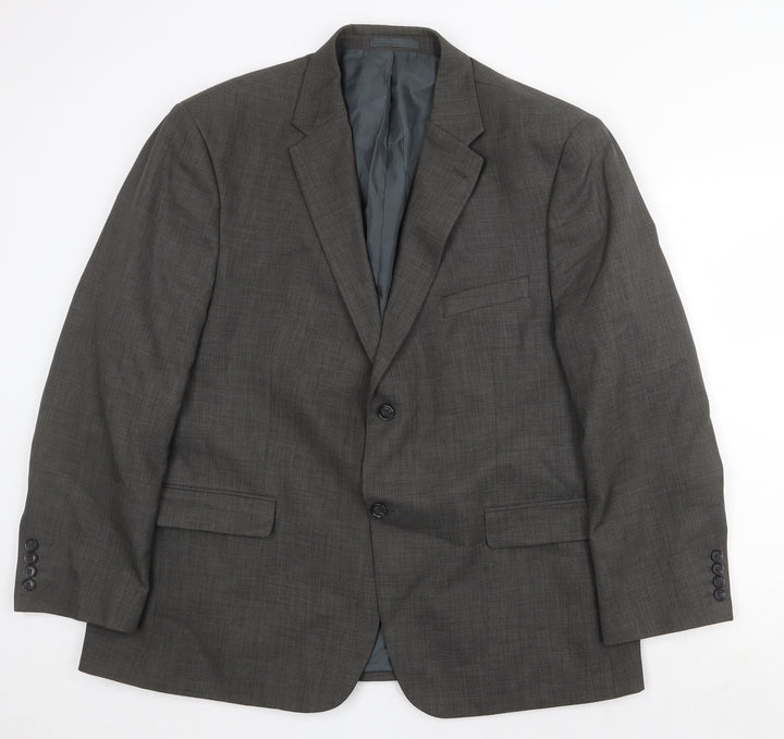 Preworn Mens Grey Polyester Jacket Suit Jacket Size 46 Regular