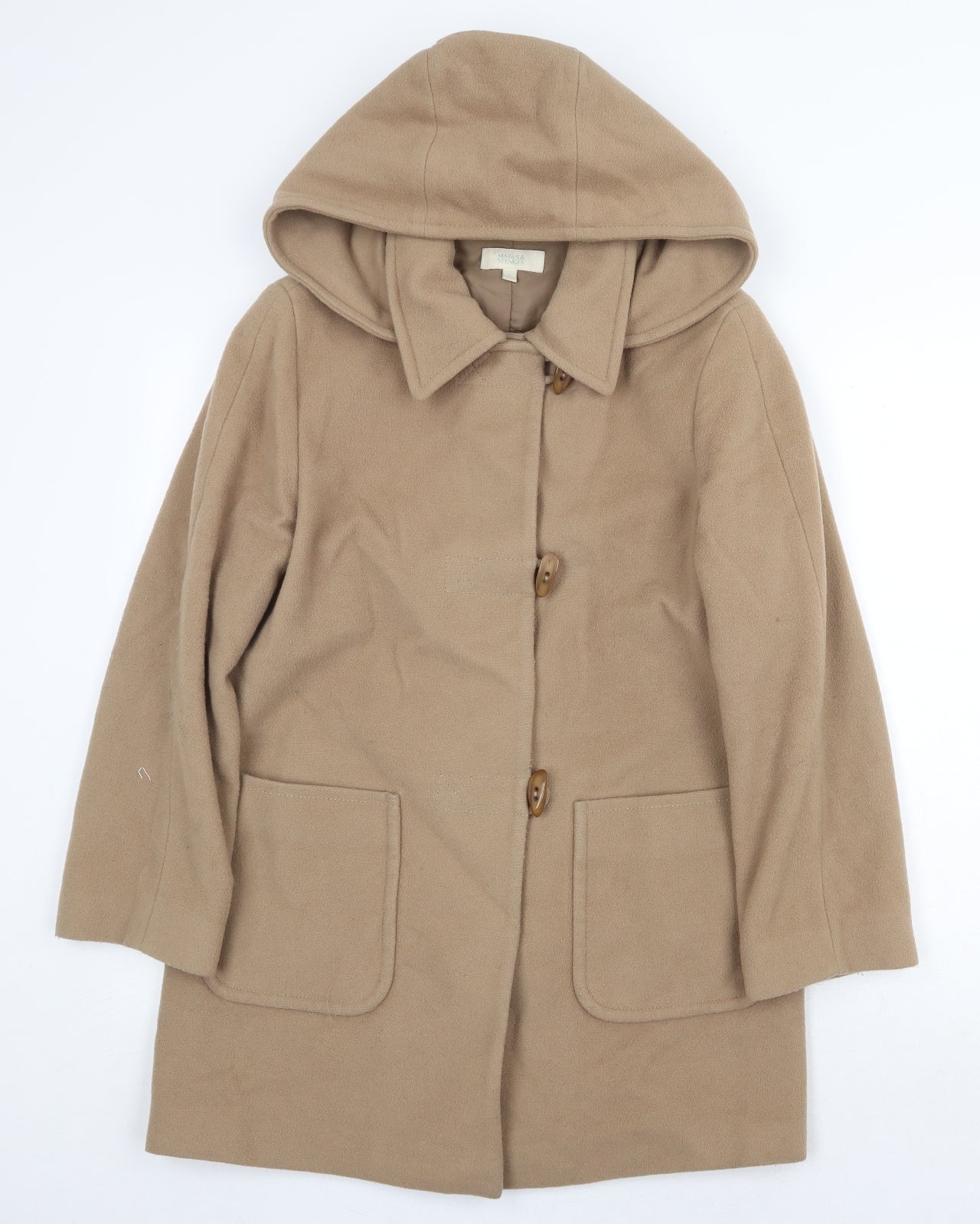 Marks and Spencer Womens Beige Pea Coat Coat Size 8 Button