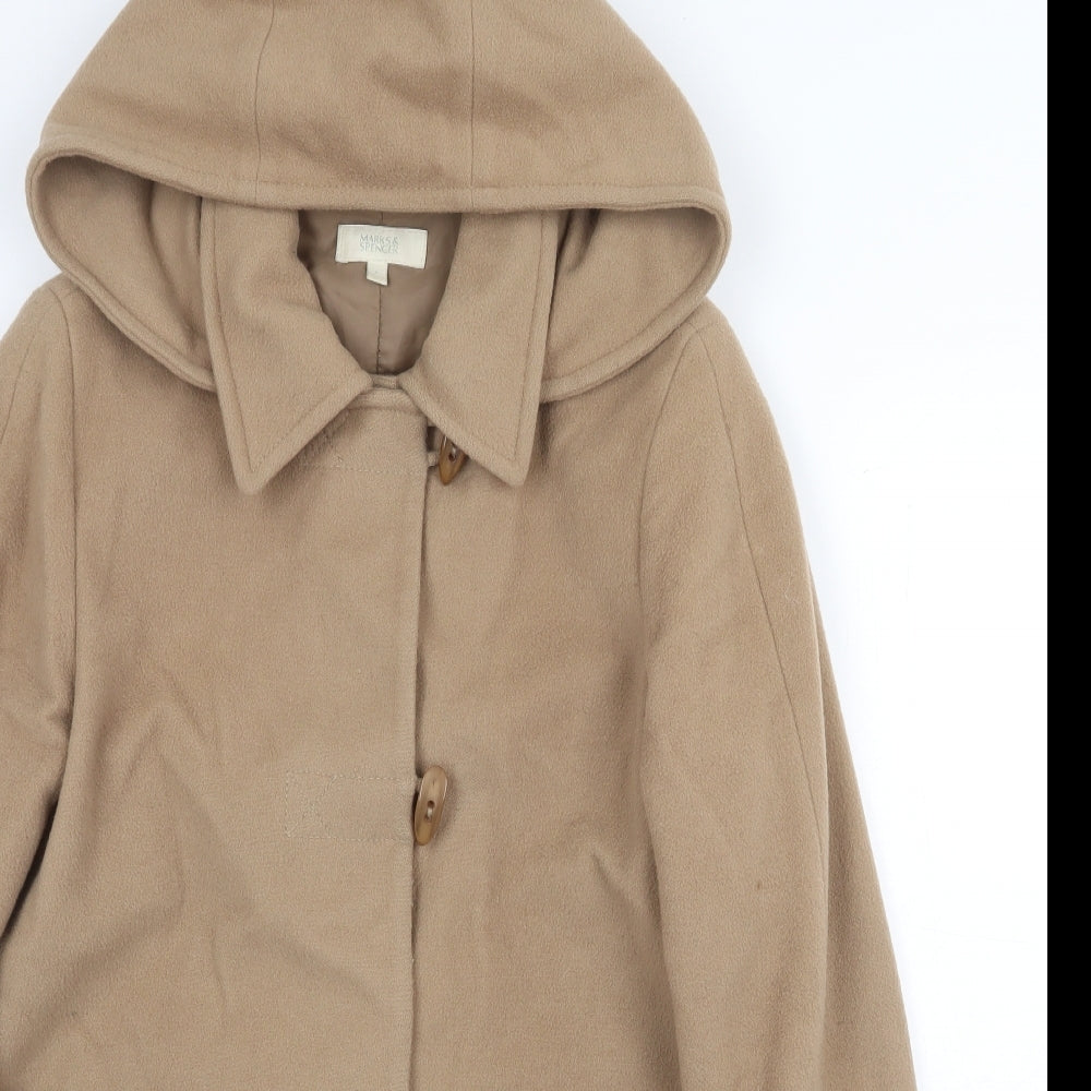Marks and Spencer Womens Beige Pea Coat Coat Size 8 Button