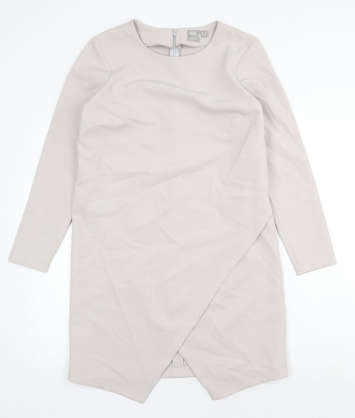 ASOS Womens Grey Polyester Shift Size 10 Round Neck Zip