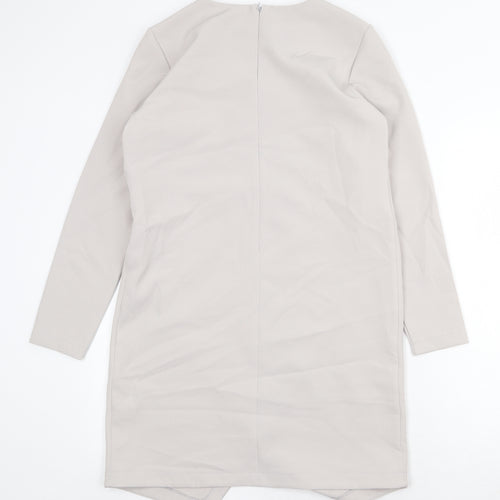 ASOS Womens Grey Polyester Shift Size 10 Round Neck Zip