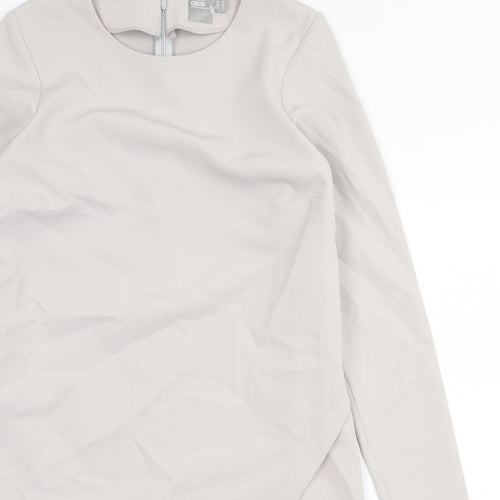 ASOS Womens Grey Polyester Shift Size 10 Round Neck Zip