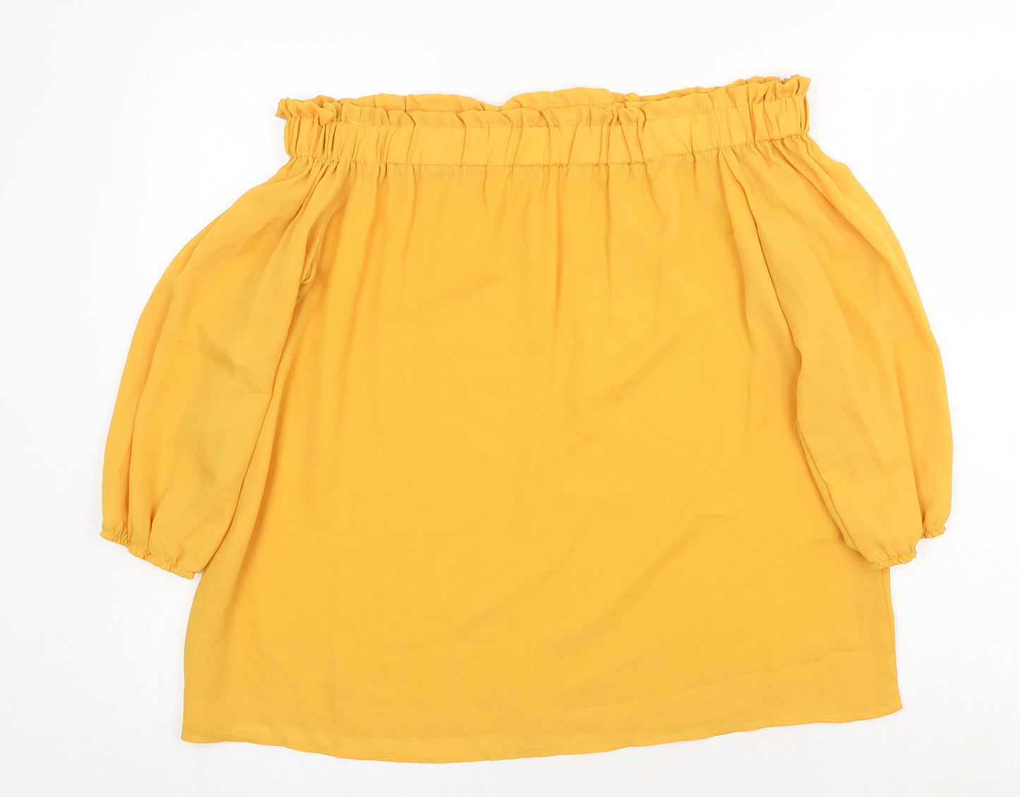 Preworn Womens Yellow Polyester Basic Blouse Size XL Off the Shoulder