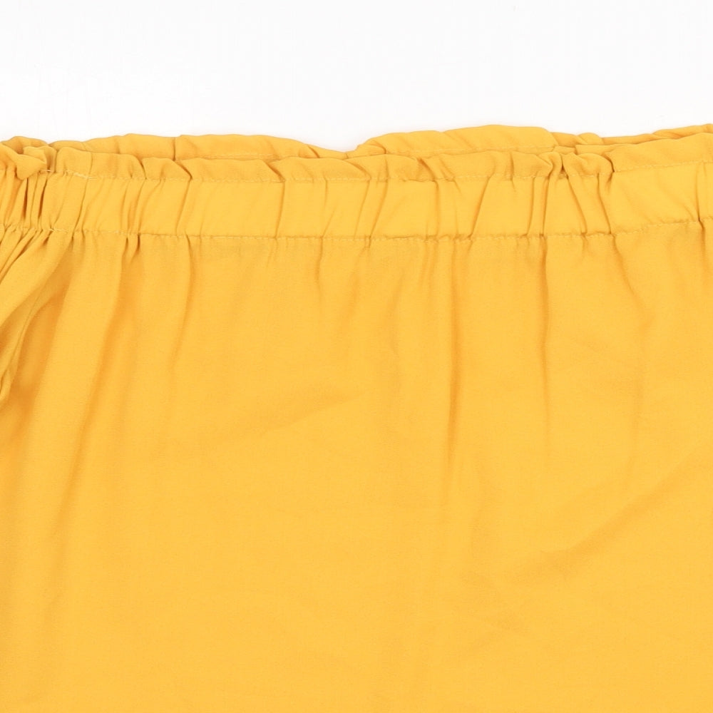 Preworn Womens Yellow Polyester Basic Blouse Size XL Off the Shoulder