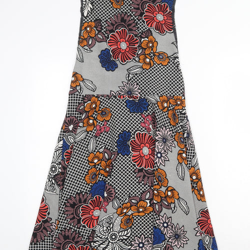 Glamorous Womens Multicoloured Floral Polyester A-Line Size M Scoop Neck Zip - Lace trim
