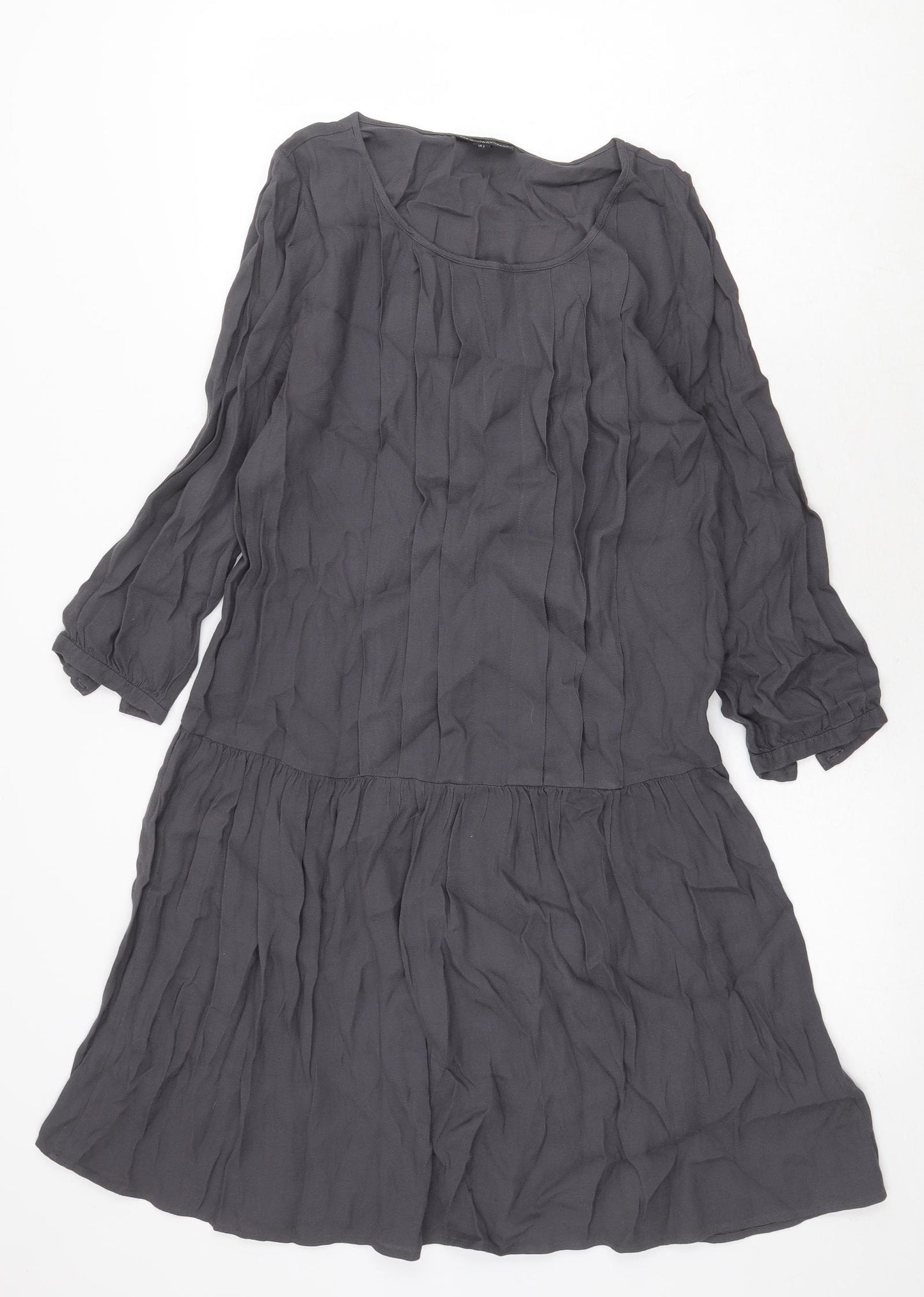 The White Company Womens Grey Viscose A-Line Size 8 Scoop Neck Pullover