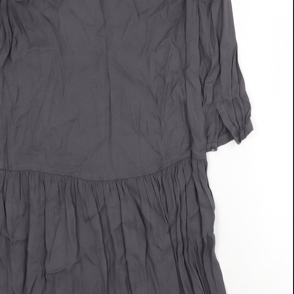 The White Company Womens Grey Viscose A-Line Size 8 Scoop Neck Pullover