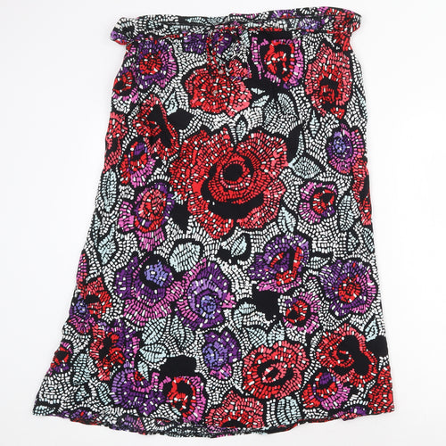 Preworn Womens Multicoloured Floral Polyester Swing Skirt Size 42 in Tie