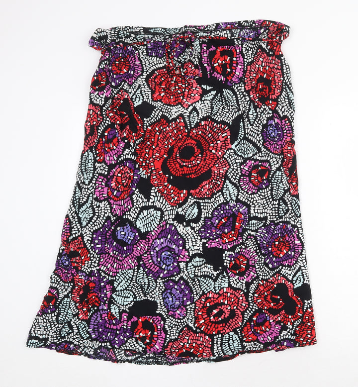 Preworn Womens Multicoloured Floral Polyester Swing Skirt Size 42 in Tie