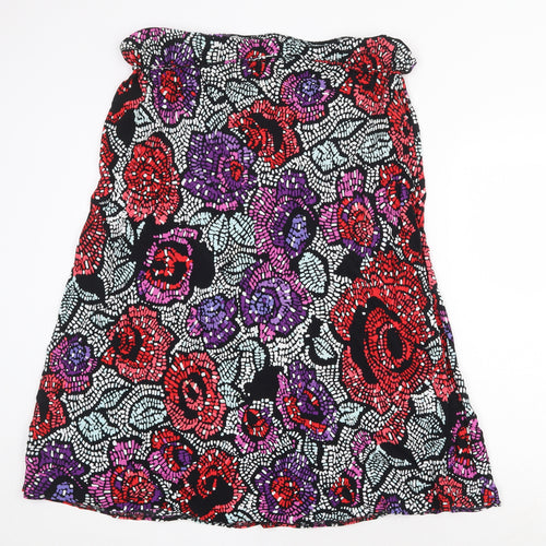 Preworn Womens Multicoloured Floral Polyester Swing Skirt Size 42 in Tie