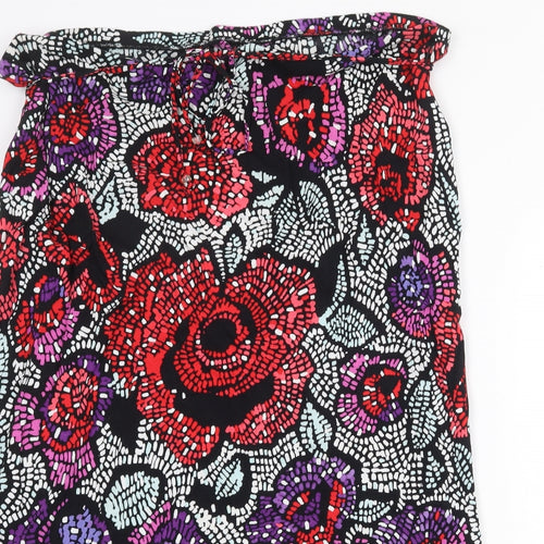 Preworn Womens Multicoloured Floral Polyester Swing Skirt Size 42 in Tie