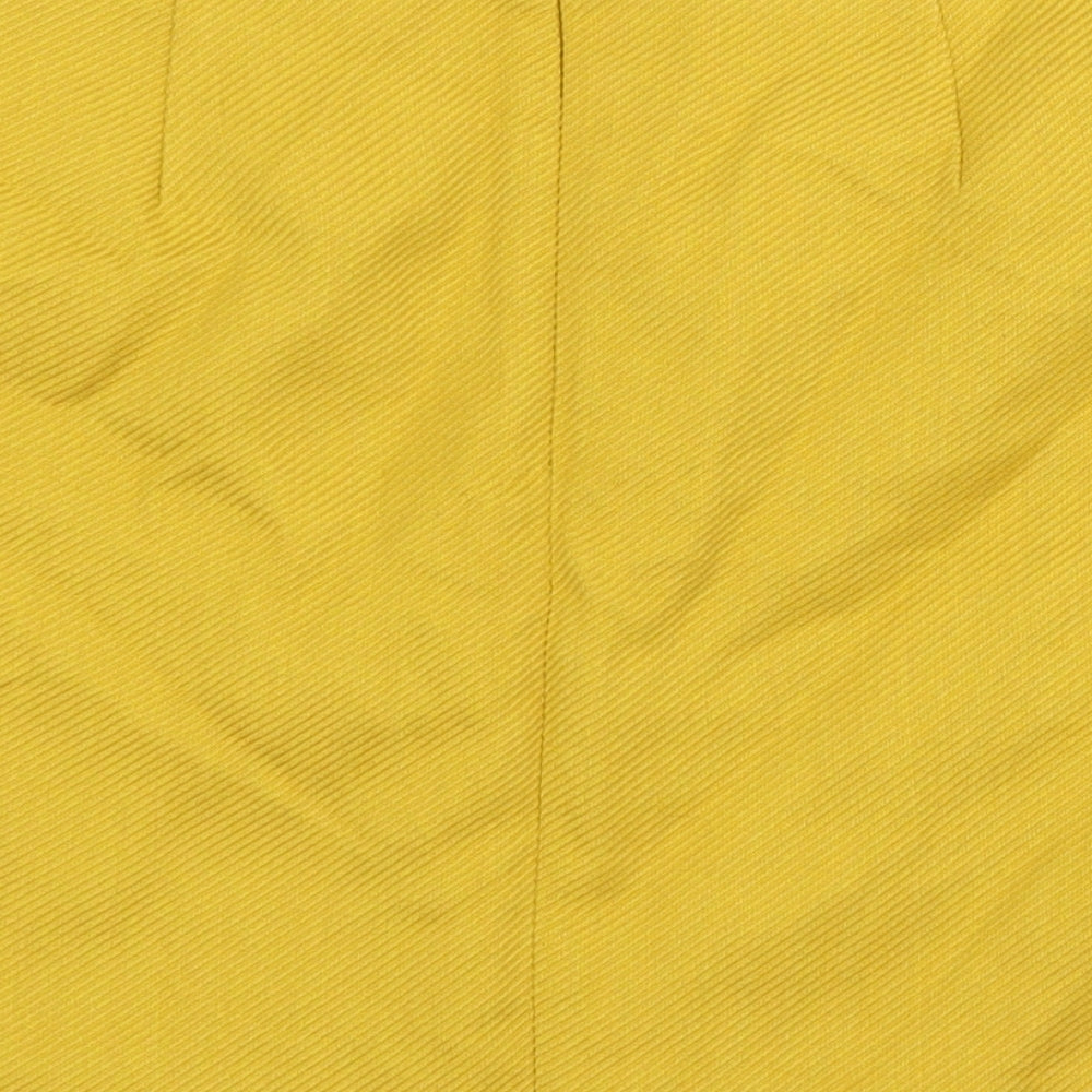 FOREVER 21 Womens Yellow Polyester A-Line Skirt Size L Zip