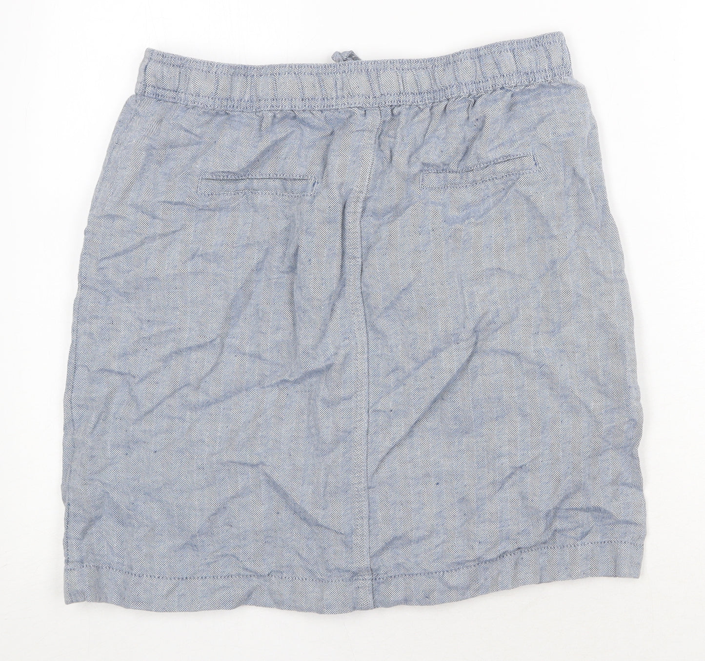 Marks and Spencer Womens Blue Linen A-Line Skirt Size 12 Tie