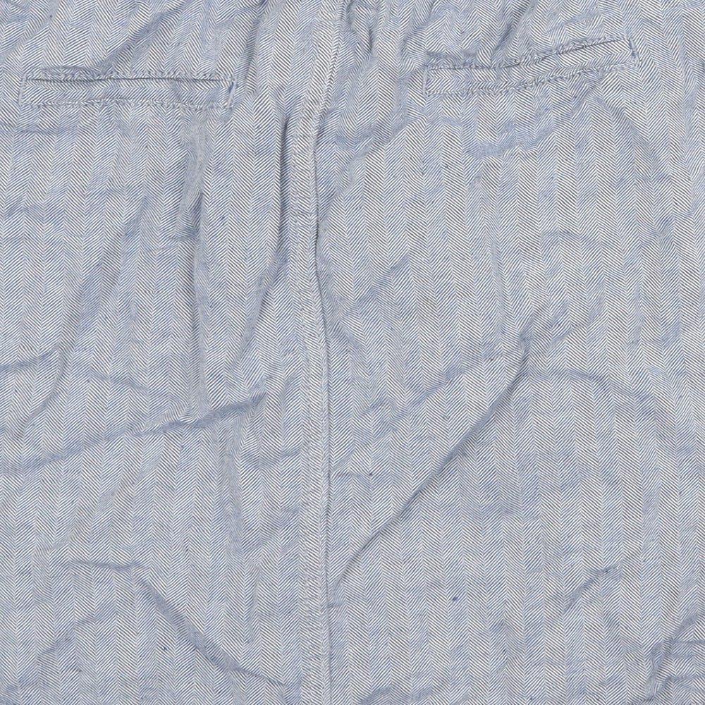 Marks and Spencer Womens Blue Linen A-Line Skirt Size 12 Tie
