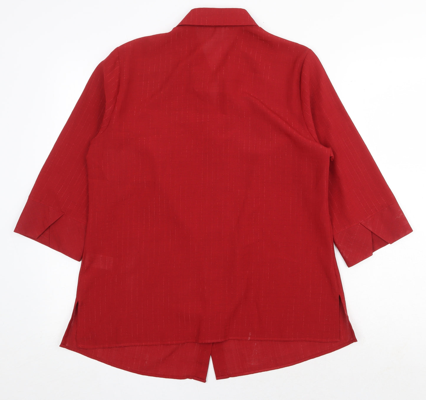 Marks and Spencer Womens Red Polyester Basic Button-Up Size 14 Collared