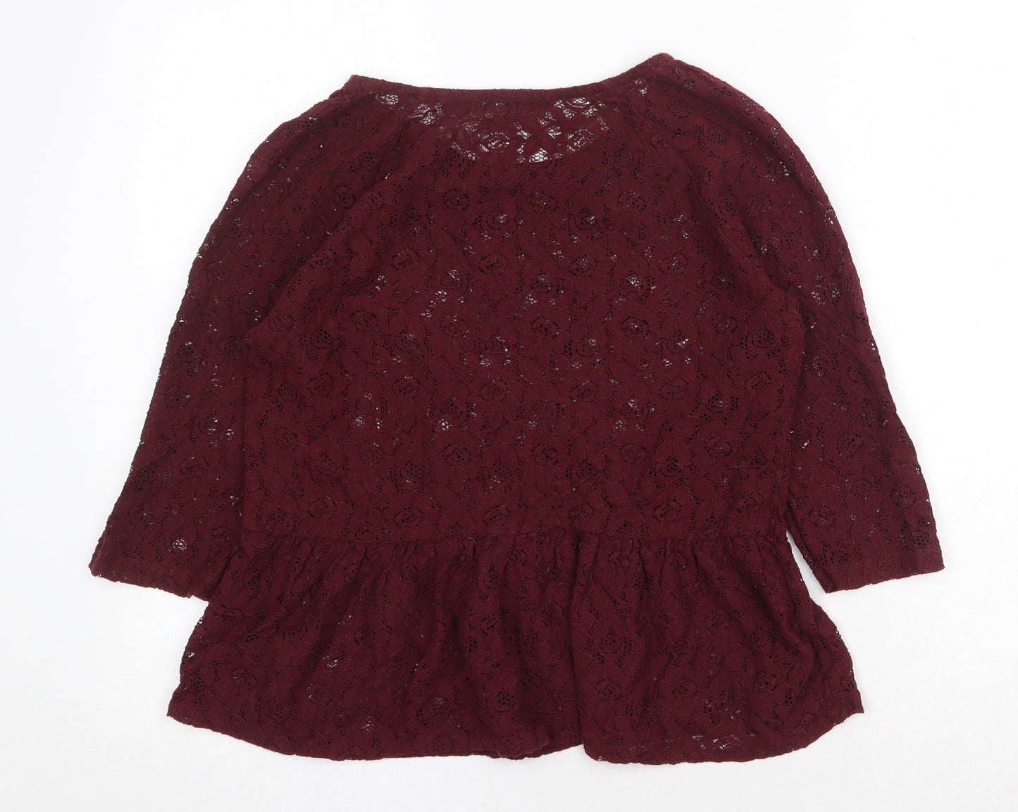 NEXT Womens Red Floral Polyester Basic Blouse Size 10 Round Neck