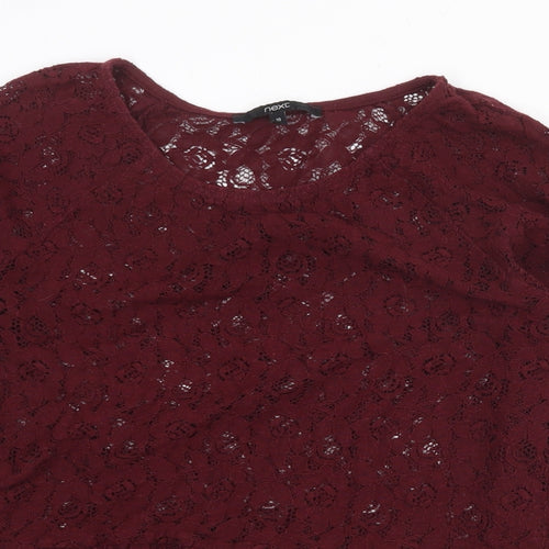 NEXT Womens Red Floral Polyester Basic Blouse Size 10 Round Neck