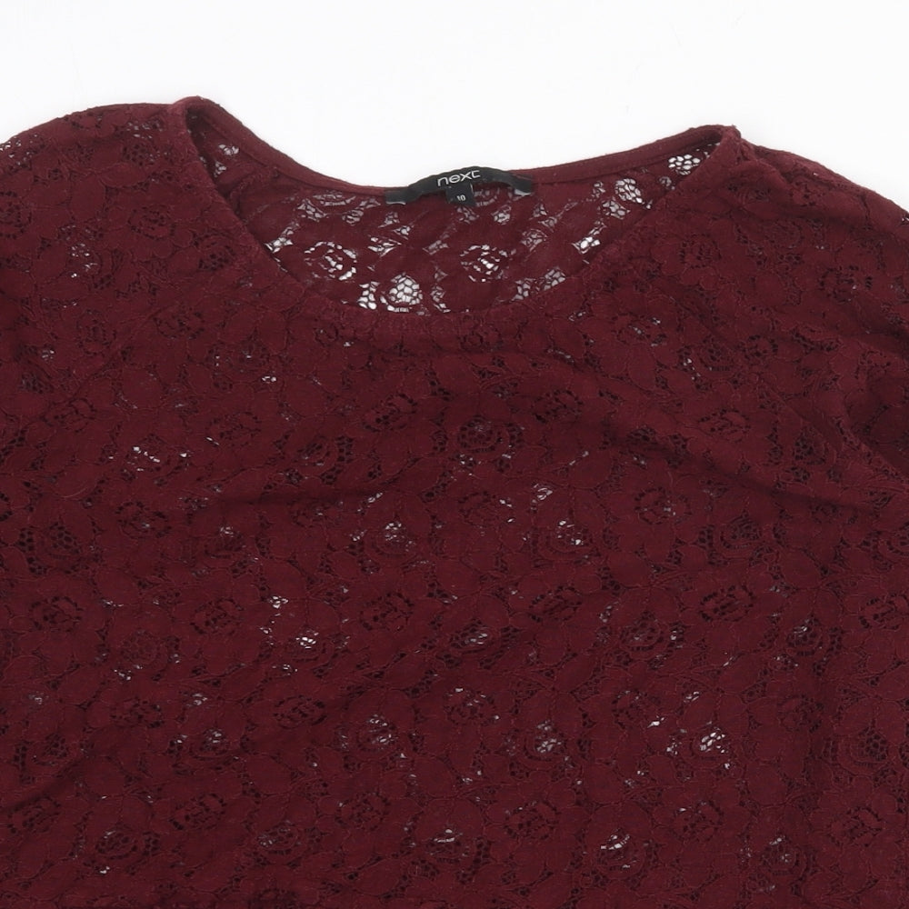 NEXT Womens Red Floral Polyester Basic Blouse Size 10 Round Neck