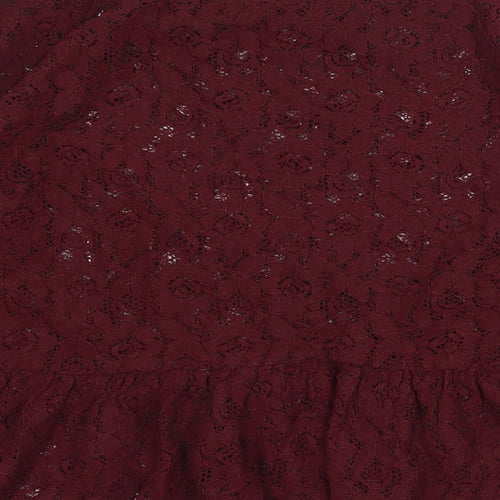 NEXT Womens Red Floral Polyester Basic Blouse Size 10 Round Neck