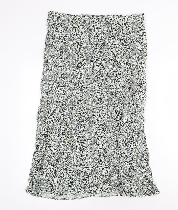 Miss Selfridge Womens Green Geometric Polyester Peasant Skirt Size 12 Zip