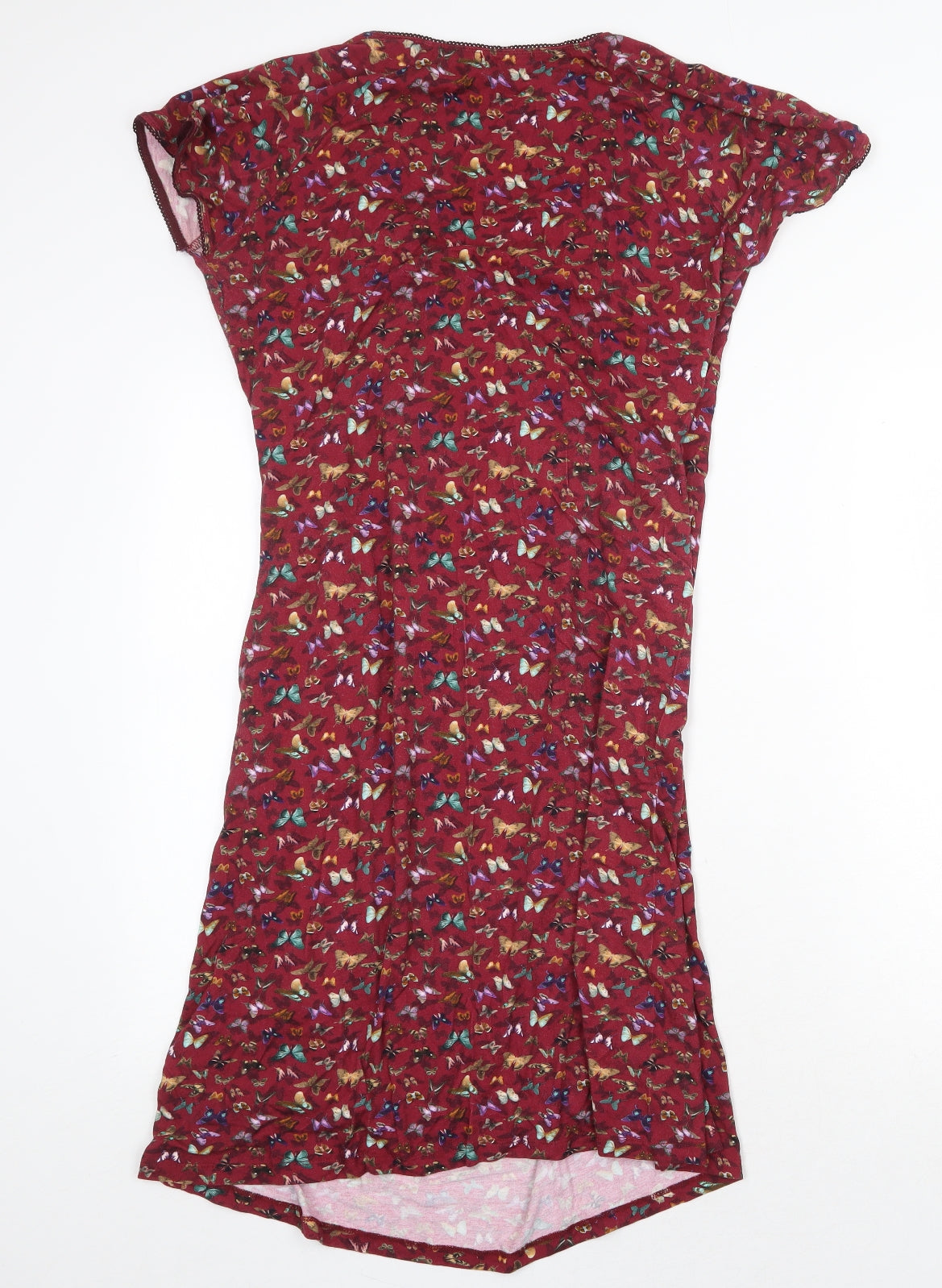 Joe Browns Womens Red Geometric Cotton A-Line Size 16 V-Neck Pullover - Butterfly