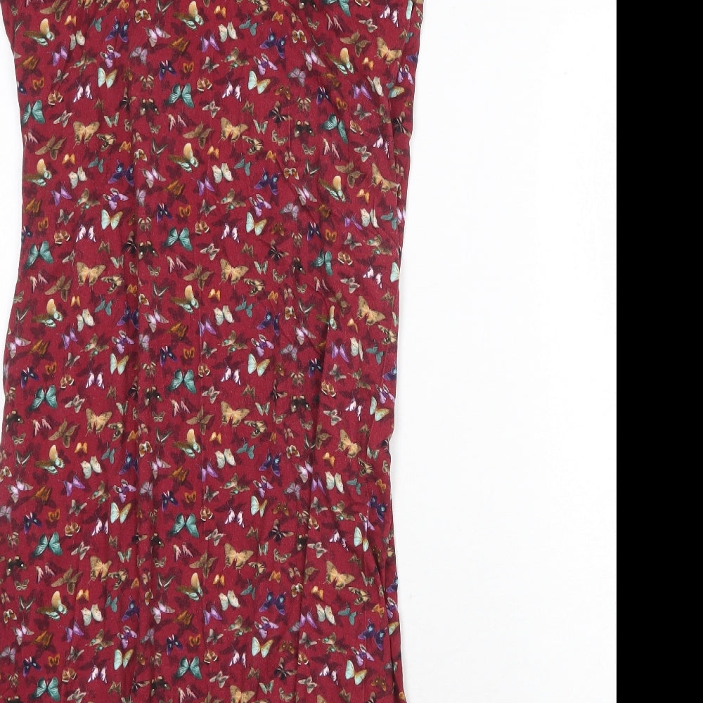 Joe Browns Womens Red Geometric Cotton A-Line Size 16 V-Neck Pullover - Butterfly