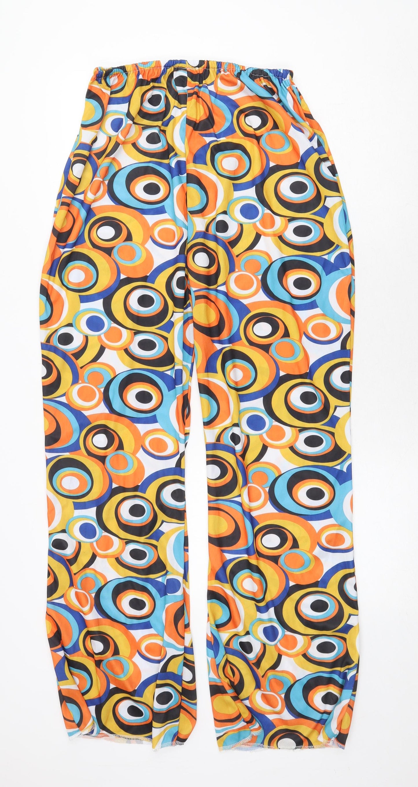 Preworn Womens Multicoloured Geometric Polyester Trousers One Size Regular