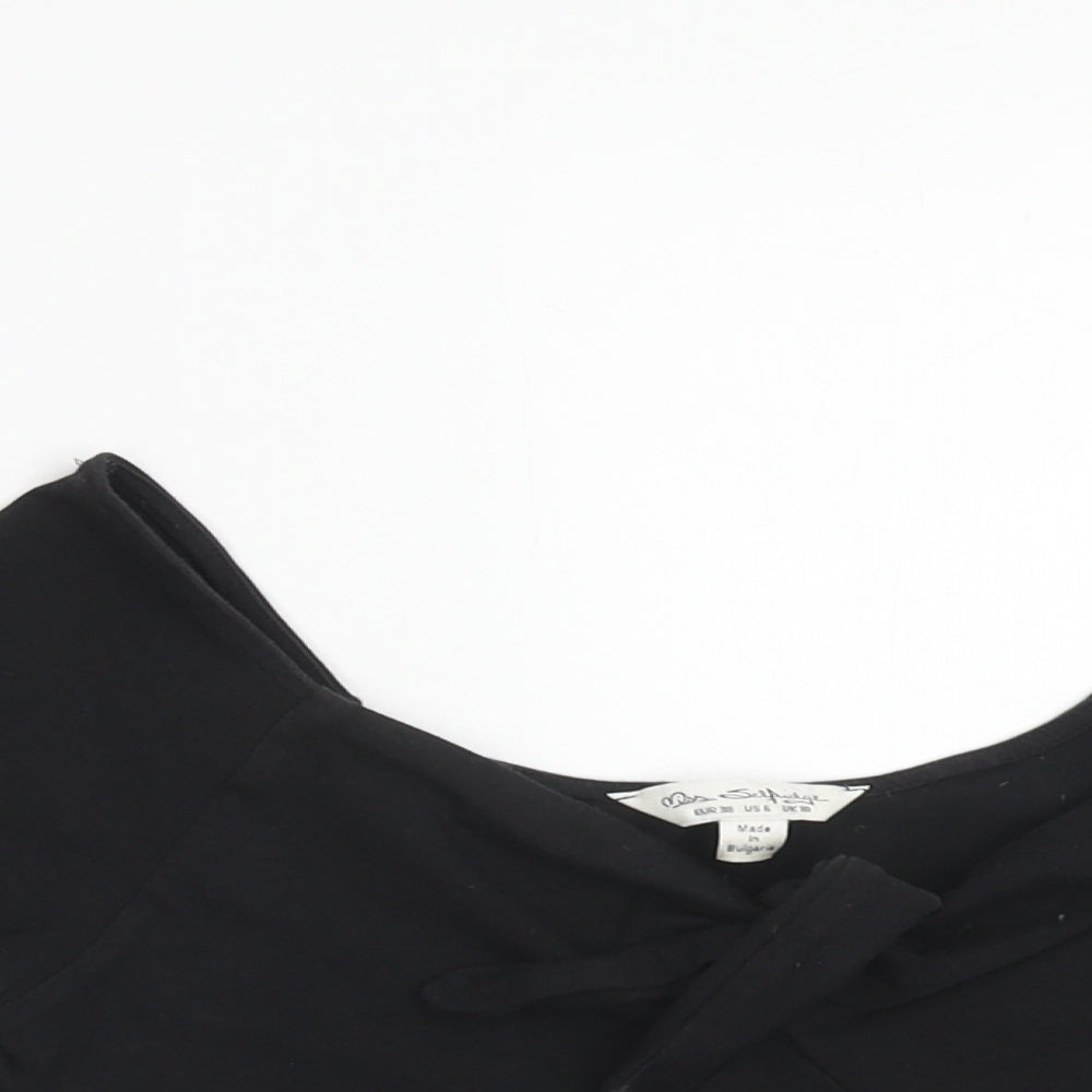 Miss Selfridge Womens Black Cotton Cropped Tank Size 10 V-Neck