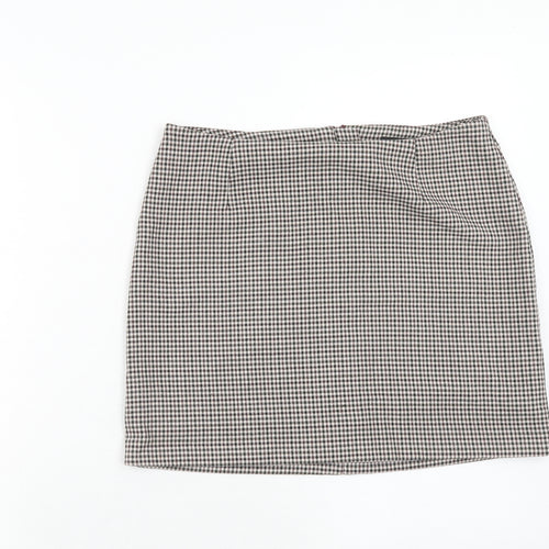 New Look Womens Multicoloured Geometric Polyester Mini Skirt Size 10 Zip - Houndstooth Pattern