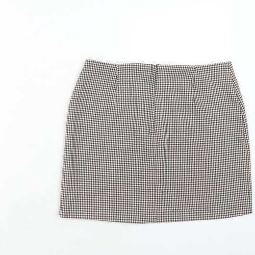 New Look Womens Multicoloured Geometric Polyester Mini Skirt Size 10 Zip - Houndstooth Pattern