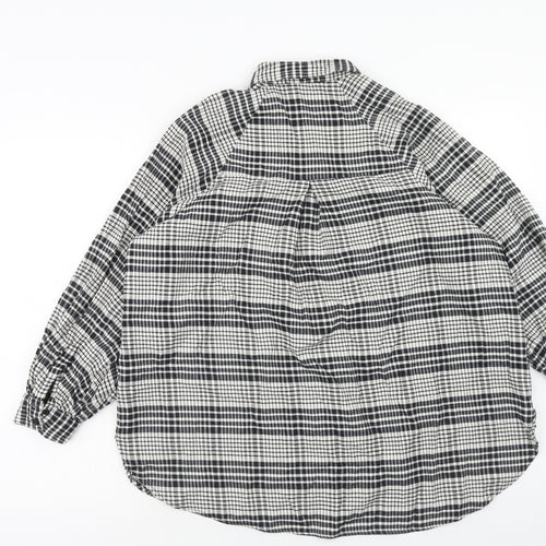 Topshop Womens Black Geometric Cotton Basic Button-Up Size 8 Collared