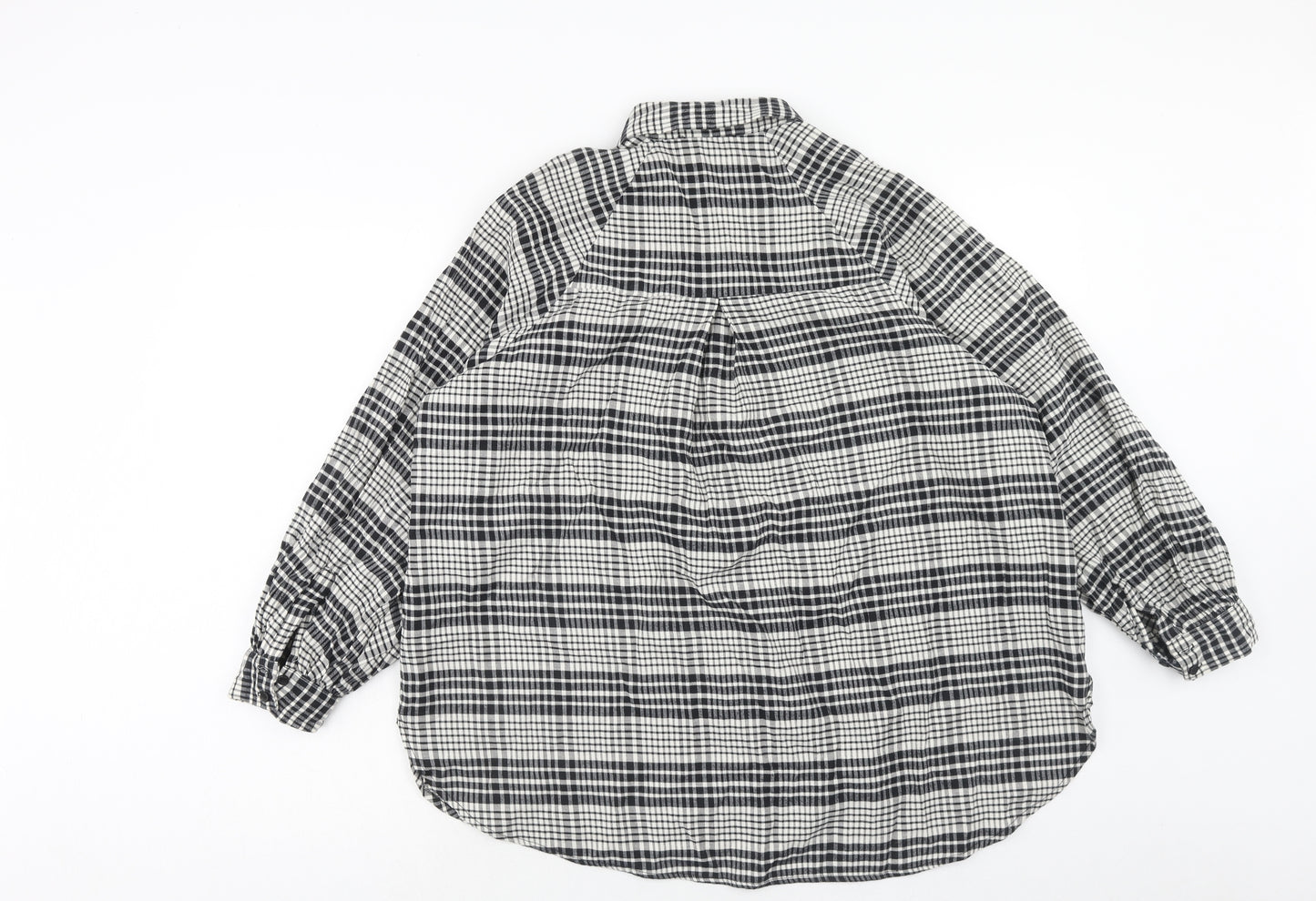 Topshop Womens Black Geometric Cotton Basic Button-Up Size 8 Collared