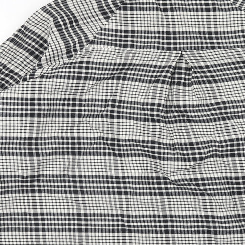 Topshop Womens Black Geometric Cotton Basic Button-Up Size 8 Collared