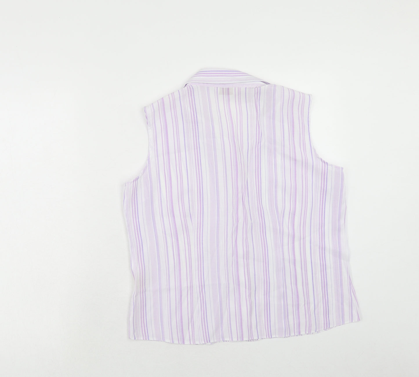 Bonmarché Womens Purple Striped Viscose Basic Tank Size 12 Collared