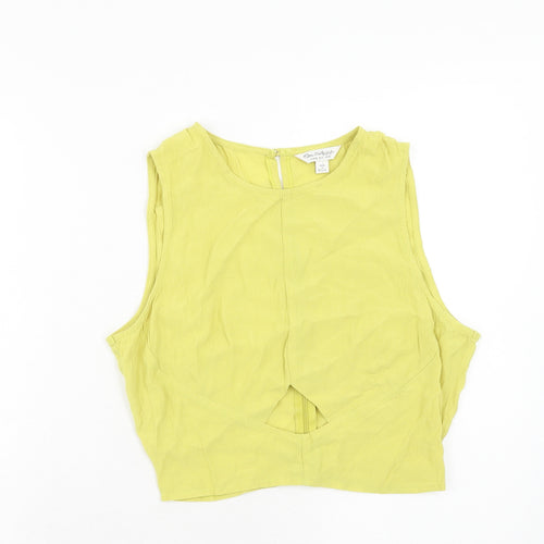 Miss Selfridge Womens Green Viscose Cropped Tank Size 10 Round Neck - Keyhole Detail
