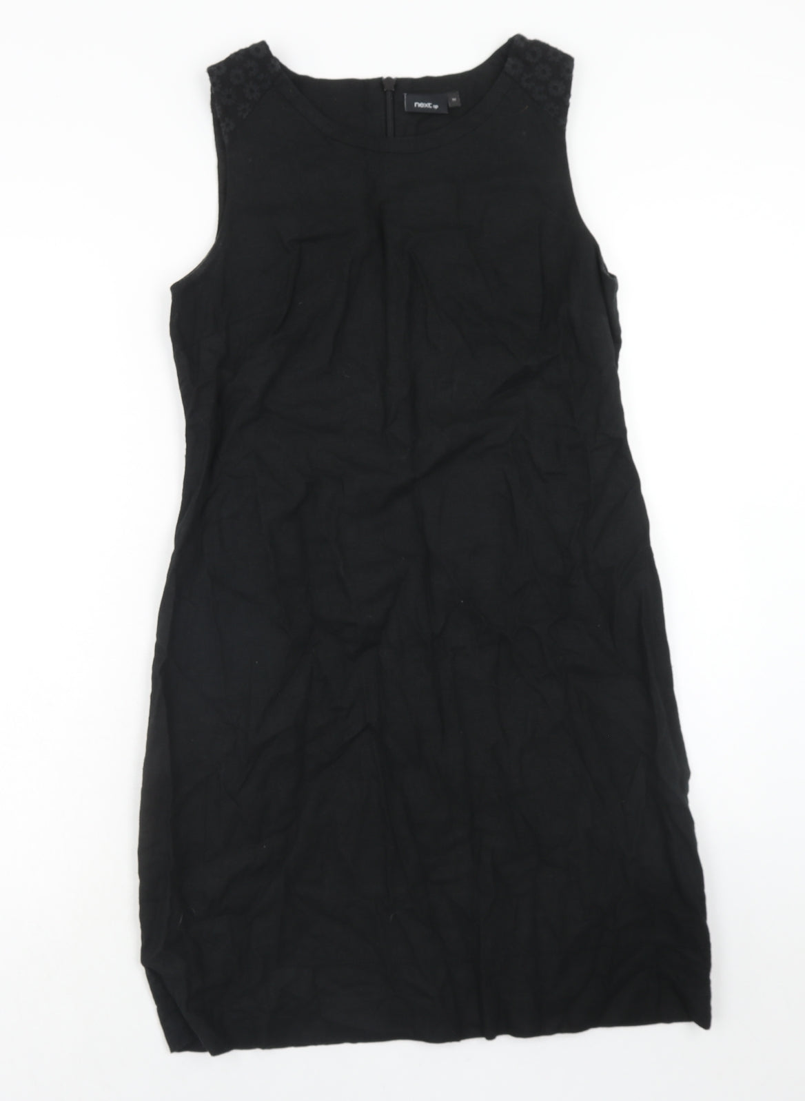 NEXT Womens Black Linen A-Line Size 12 Round Neck Zip